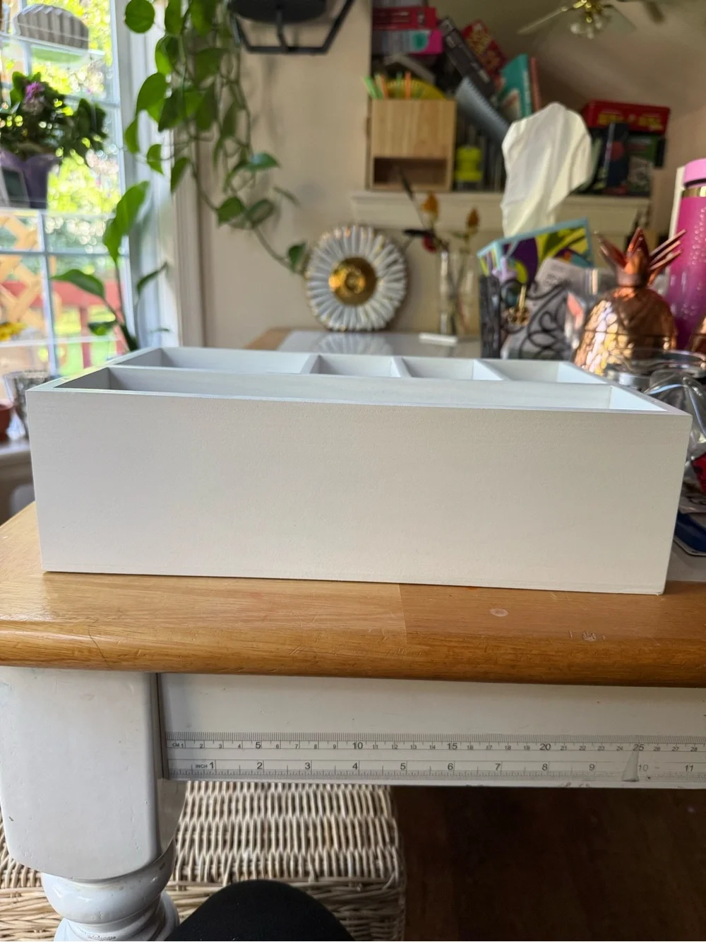 White Wood Utensil and Plate Organizer
